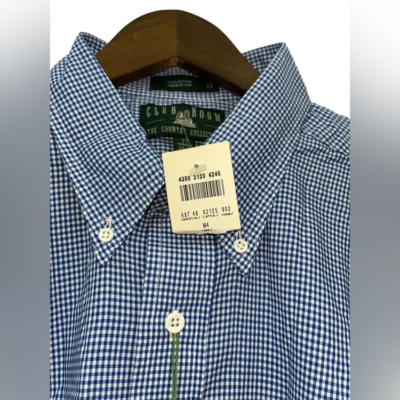 SOLD Club Room Men’s Country Collection Blue Gingham Long Sleeve Sz 17 34-35 - Picture 7 of 7